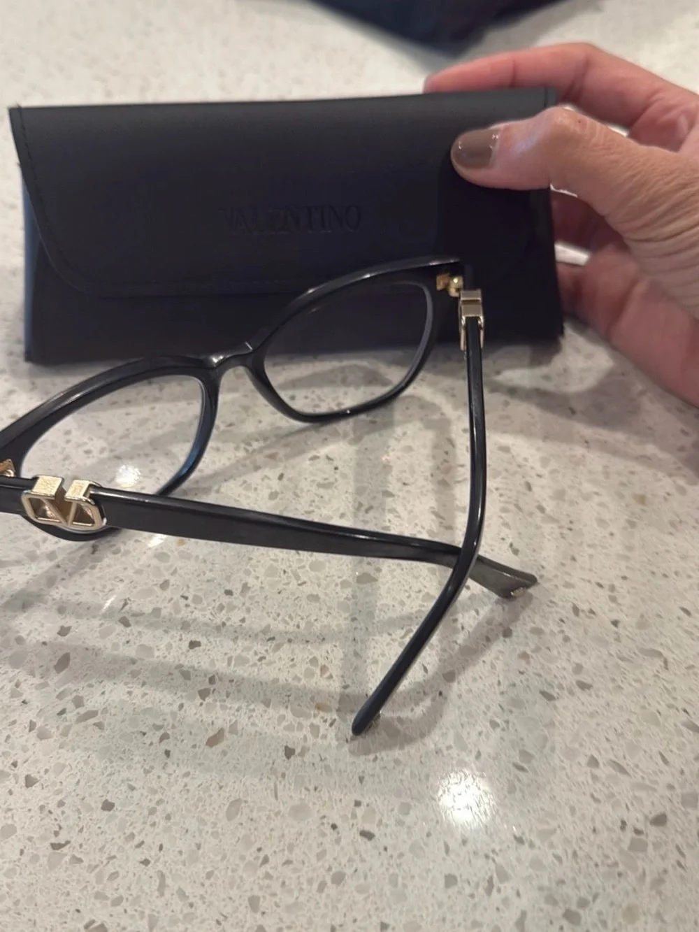 Valentino Black Eye Glasses with Gold Detailing